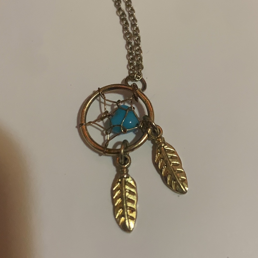 Gold dream catcher necklace